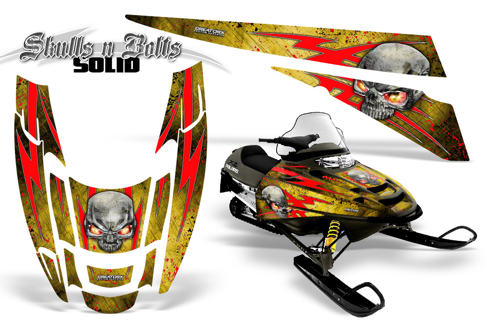 POLARIS EDGE XC Graphics Kit Skulls n Bolts Solid Red Yellow